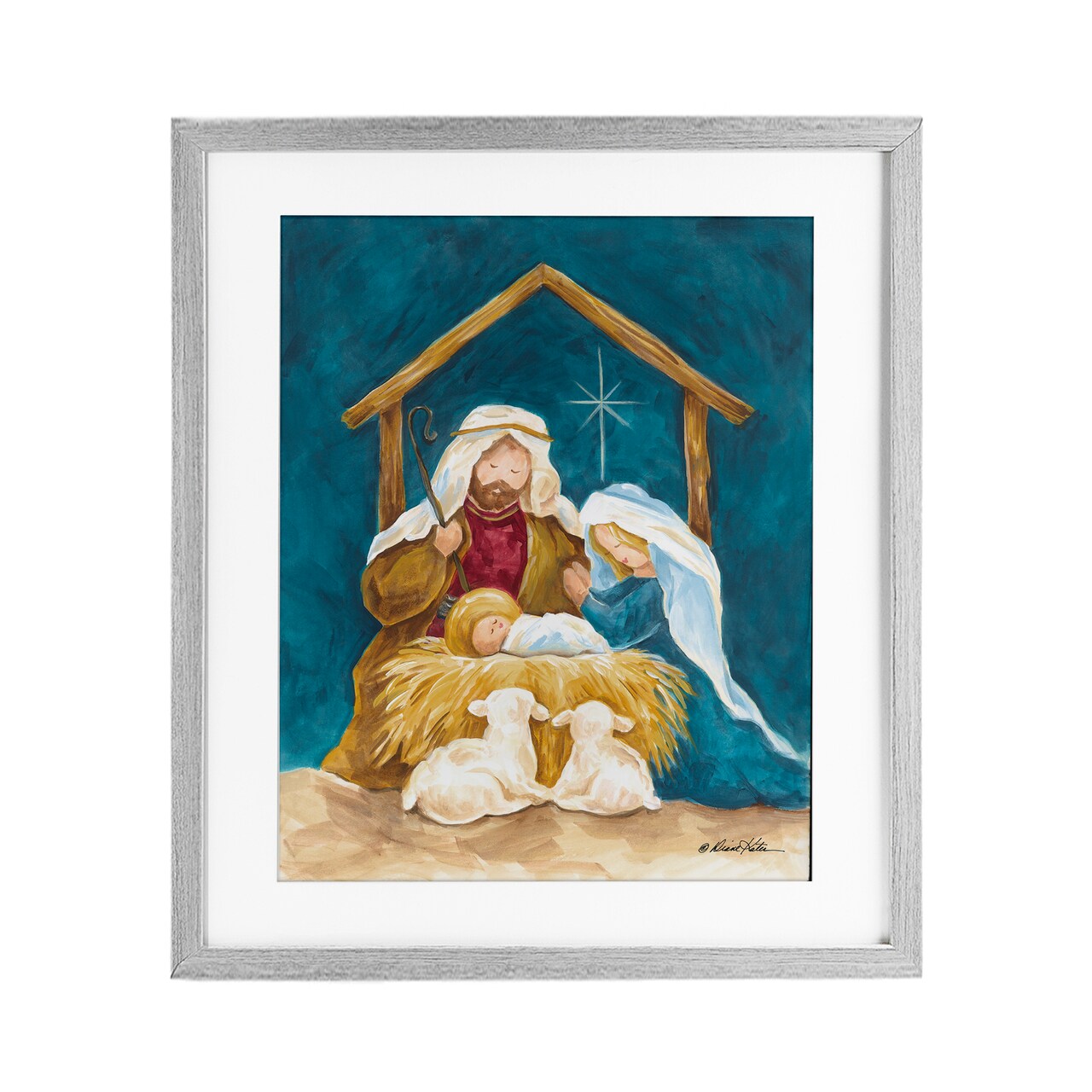Stupell Industries Comforting Nativity Painting Framed Print Under Glass, design by Diane Kater